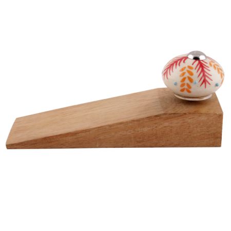 Red Leaf Floral Ceramic Door Stopper